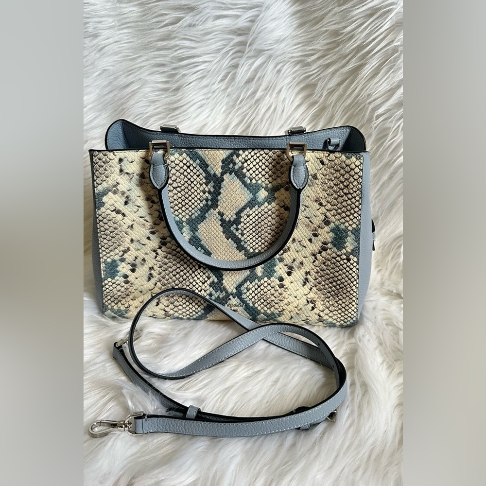 Chic Snake Print Satchel in Cream and Gray Kate spade bag